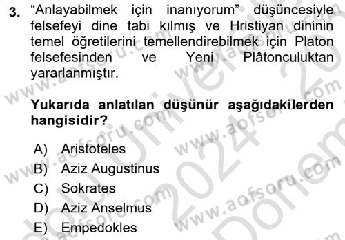 Kültür Tarihi Dersi 2024 - 2025 Yılı (Final) Dönem Sonu Sınav Soruları 3. Soru
