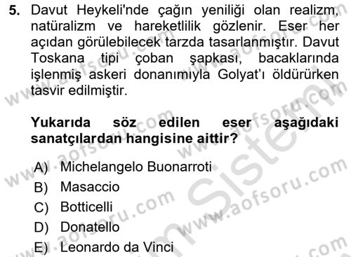 Kültür Tarihi Dersi 2024 - 2025 Yılı (Final) Dönem Sonu Sınav Soruları 5. Soru