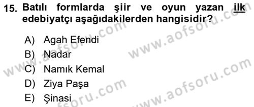 Kültür Tarihi Dersi 2024 - 2025 Yılı Yaz Okulu Sınav Soruları 15. Soru