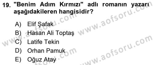Kültür Tarihi Dersi 2024 - 2025 Yılı Yaz Okulu Sınav Soruları 19. Soru