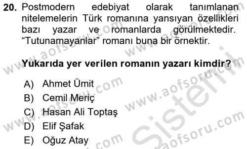 Kültür Tarihi Dersi 2024 - 2025 Yılı Yaz Okulu Sınav Soruları 20. Soru