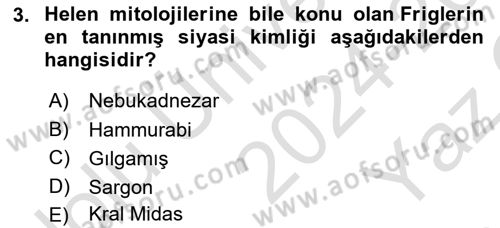 Kültür Tarihi Dersi 2024 - 2025 Yılı Yaz Okulu Sınav Soruları 3. Soru