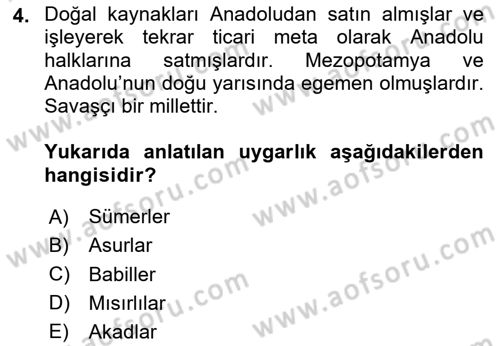 Kültür Tarihi Dersi 2024 - 2025 Yılı Yaz Okulu Sınav Soruları 4. Soru