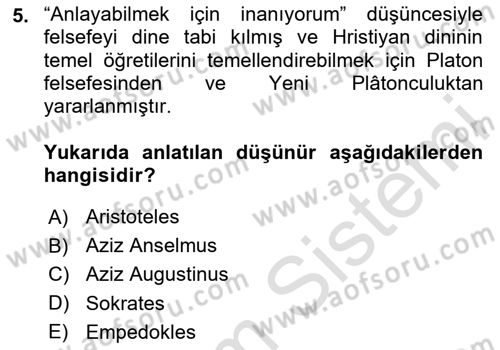 Kültür Tarihi Dersi 2024 - 2025 Yılı Yaz Okulu Sınav Soruları 5. Soru