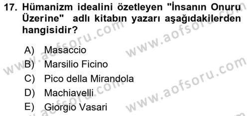 Kültür Tarihi Dersi 2025 - 2026 Yılı (Vize) Ara Sınav Soruları 17. Soru