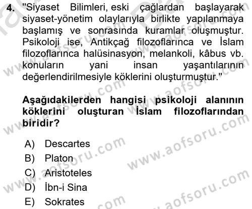 Kültür Tarihi Dersi 2025 - 2026 Yılı (Vize) Ara Sınav Soruları 4. Soru