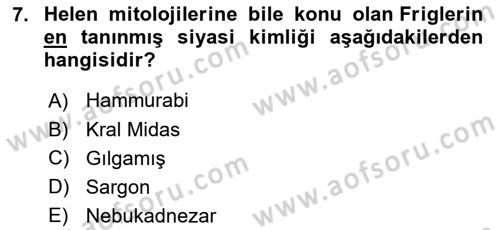 Kültür Tarihi Dersi 2025 - 2026 Yılı (Vize) Ara Sınav Soruları 7. Soru
