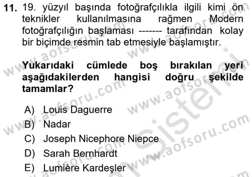Kültür Tarihi Dersi 2025 - 2026 Yılı (Final) Dönem Sonu Sınav Soruları 11. Soru