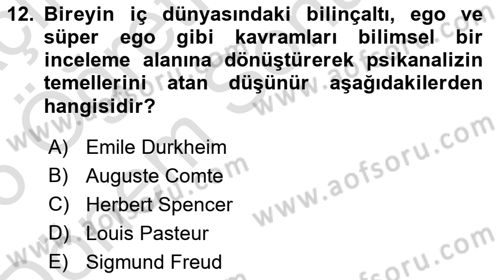 Kültür Tarihi Dersi 2025 - 2026 Yılı (Final) Dönem Sonu Sınav Soruları 12. Soru