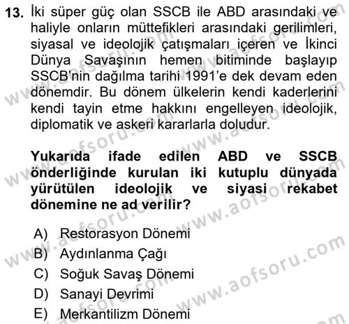 Kültür Tarihi Dersi 2025 - 2026 Yılı (Final) Dönem Sonu Sınav Soruları 13. Soru