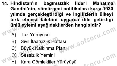 Kültür Tarihi Dersi 2025 - 2026 Yılı (Final) Dönem Sonu Sınav Soruları 14. Soru