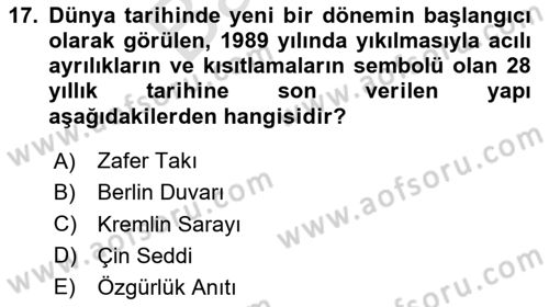 Kültür Tarihi Dersi 2025 - 2026 Yılı (Final) Dönem Sonu Sınav Soruları 17. Soru