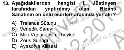 Görsel Kültür Dersi 2012 - 2013 Yılı (Vize) Ara Sınav Soruları 13. Soru