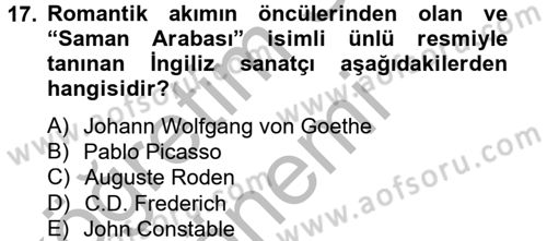 Görsel Kültür Dersi 2012 - 2013 Yılı (Vize) Ara Sınav Soruları 17. Soru