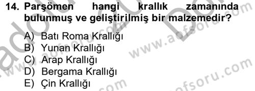 Görsel Kültür Dersi 2012 - 2013 Yılı (Final) Dönem Sonu Sınav Soruları 14. Soru