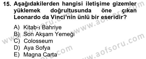 Görsel Kültür Dersi 2012 - 2013 Yılı (Final) Dönem Sonu Sınav Soruları 15. Soru