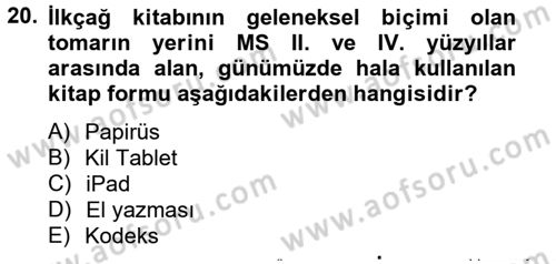 Görsel Kültür Dersi 2012 - 2013 Yılı (Final) Dönem Sonu Sınav Soruları 20. Soru
