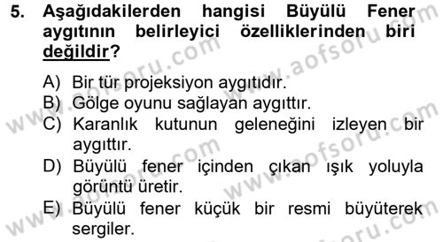 Görsel Kültür Dersi 2012 - 2013 Yılı (Final) Dönem Sonu Sınav Soruları 5. Soru