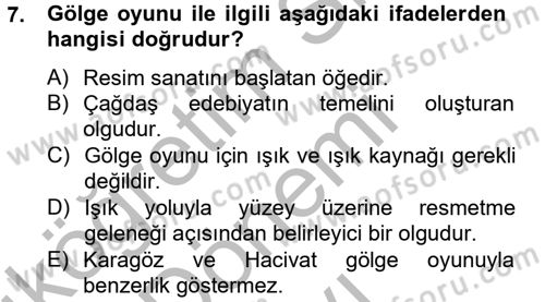 Görsel Kültür Dersi 2012 - 2013 Yılı (Final) Dönem Sonu Sınav Soruları 7. Soru