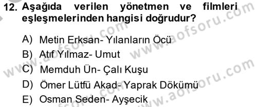 Görsel Kültür Dersi 2013 - 2014 Yılı (Final) Dönem Sonu Sınav Soruları 12. Soru