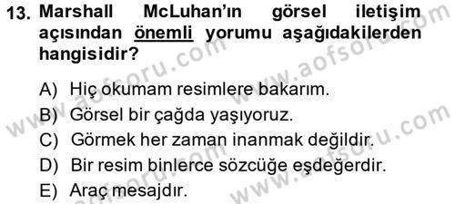 Görsel Kültür Dersi 2013 - 2014 Yılı (Final) Dönem Sonu Sınav Soruları 13. Soru