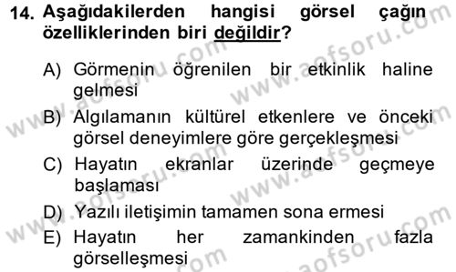 Görsel Kültür Dersi 2013 - 2014 Yılı (Final) Dönem Sonu Sınav Soruları 14. Soru