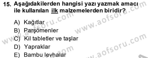 Görsel Kültür Dersi 2013 - 2014 Yılı (Final) Dönem Sonu Sınav Soruları 15. Soru