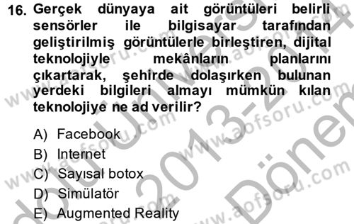 Görsel Kültür Dersi 2013 - 2014 Yılı (Final) Dönem Sonu Sınav Soruları 16. Soru
