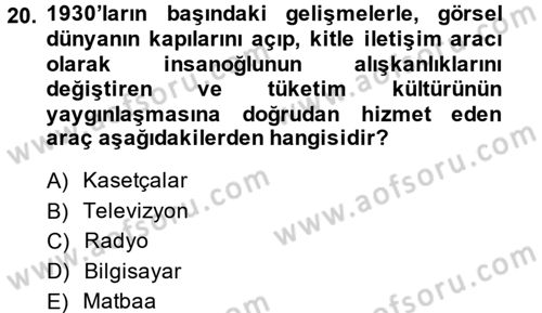 Görsel Kültür Dersi 2013 - 2014 Yılı (Final) Dönem Sonu Sınav Soruları 20. Soru