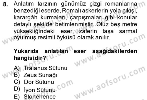 Görsel Kültür Dersi 2014 - 2015 Yılı (Vize) Ara Sınav Soruları 8. Soru
