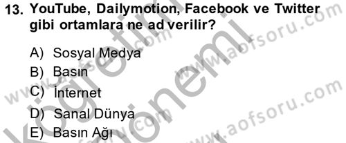 Görsel Kültür Dersi 2014 - 2015 Yılı (Final) Dönem Sonu Sınav Soruları 13. Soru