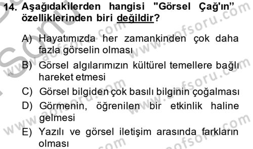 Görsel Kültür Dersi 2014 - 2015 Yılı (Final) Dönem Sonu Sınav Soruları 14. Soru