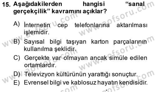 Görsel Kültür Dersi 2014 - 2015 Yılı (Final) Dönem Sonu Sınav Soruları 15. Soru