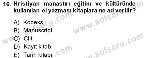 Görsel Kültür Dersi 2014 - 2015 Yılı (Final) Dönem Sonu Sınav Soruları 16. Soru