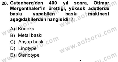 Görsel Kültür Dersi 2014 - 2015 Yılı (Final) Dönem Sonu Sınav Soruları 20. Soru