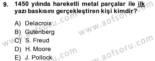 Görsel Kültür Dersi 2014 - 2015 Yılı (Final) Dönem Sonu Sınav Soruları 9. Soru