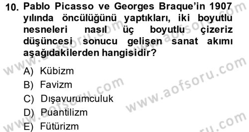 Görsel Kültür Dersi 2014 - 2015 Yılı Tek Ders Sınavı 10. Soru