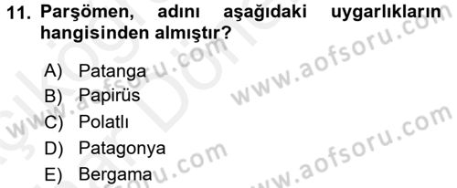 Görsel Kültür Dersi 2015 - 2016 Yılı (Vize) Ara Sınav Soruları 11. Soru