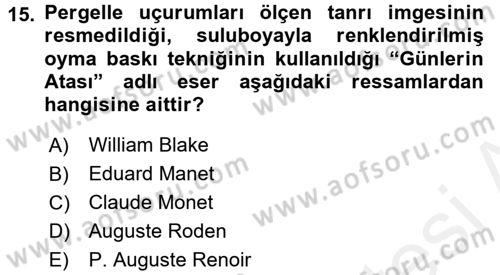 Görsel Kültür Dersi 2015 - 2016 Yılı (Vize) Ara Sınav Soruları 15. Soru