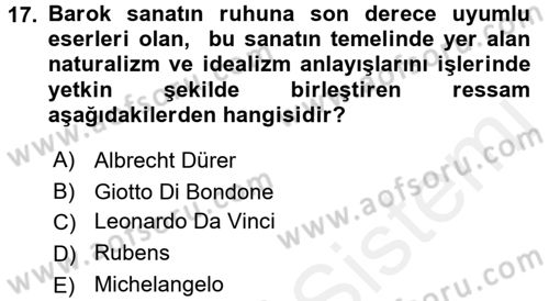 Görsel Kültür Dersi 2015 - 2016 Yılı (Vize) Ara Sınav Soruları 17. Soru