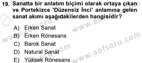 Görsel Kültür Dersi 2015 - 2016 Yılı (Vize) Ara Sınav Soruları 19. Soru