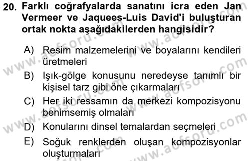 Görsel Kültür Dersi 2015 - 2016 Yılı (Vize) Ara Sınav Soruları 20. Soru