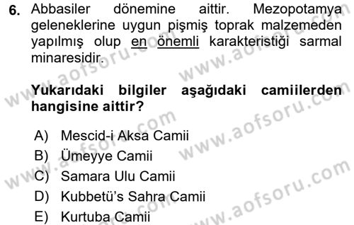 Görsel Kültür Dersi 2015 - 2016 Yılı (Vize) Ara Sınav Soruları 6. Soru