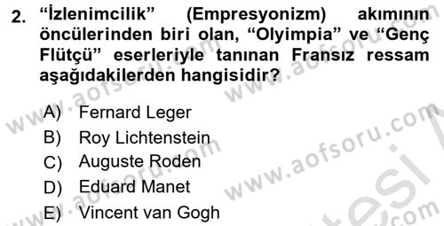 Görsel Kültür Dersi 2015 - 2016 Yılı (Final) Dönem Sonu Sınav Soruları 2. Soru