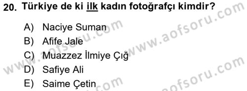 Görsel Kültür Dersi 2015 - 2016 Yılı (Final) Dönem Sonu Sınav Soruları 20. Soru