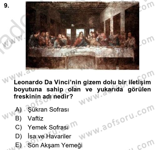 Görsel Kültür Dersi 2015 - 2016 Yılı (Final) Dönem Sonu Sınav Soruları 9. Soru