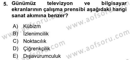 Görsel Kültür Dersi 2015 - 2016 Yılı Tek Ders Sınavı 5. Soru