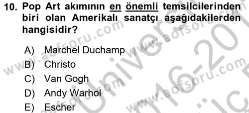 Görsel Kültür Dersi 2016 - 2017 Yılı 3 Ders Sınav Soruları 10. Soru