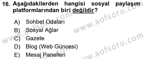 Görsel Kültür Dersi 2016 - 2017 Yılı 3 Ders Sınav Soruları 16. Soru