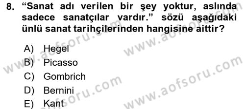 Görsel Kültür Dersi 2016 - 2017 Yılı 3 Ders Sınav Soruları 8. Soru